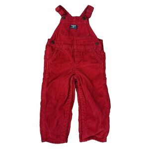OshKosh Bgosh Kids Red Corduroy Bib Overalls Vestbak 24M Toddler
